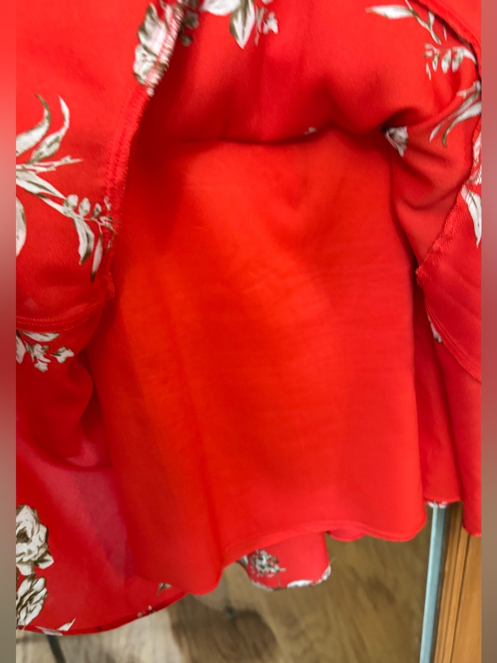 Bar III Red Floral Wrap Dress with Tie Waist - Picture 12 of 12
